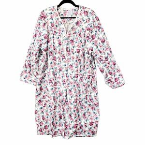 Bernette Mens Floral Quilted Snap Front Robe Housecoat‎ Pink Blue 3XL 55583X12